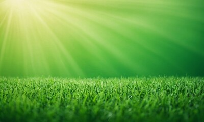 Fototapeta premium Sunlit Meadow: Serene Grassy Field with Sunbeams Illuminating the Scene