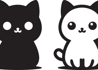 Obraz premium Cute Playful Cat Silhouette Vector Illustration