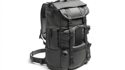 Business backpack with built-in laptop compartment and charging port, perfect for tech-savvy travelers, isolate on white background
