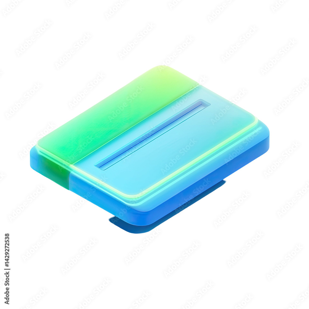 Poster isometric rendering of a rectangular object with gradient colors transparent background