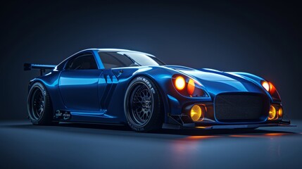 Fototapeta premium Futuristic electric car showcased amid advanced technology and eco friendly design in studio setting