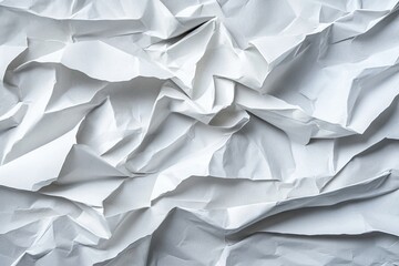 Obraz premium Crinkled white paper texture. Intricate folds and creases create a dynamic surface. Crisp, clean, and abstract design