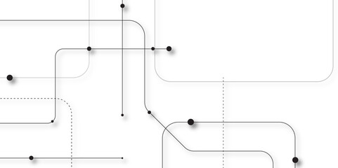 Abstract geometric Circuit connect lines and dots. Illustration Vector design Network and Connection concept. Connect line route dots pattern abstract background. Connected lines and dots vector.