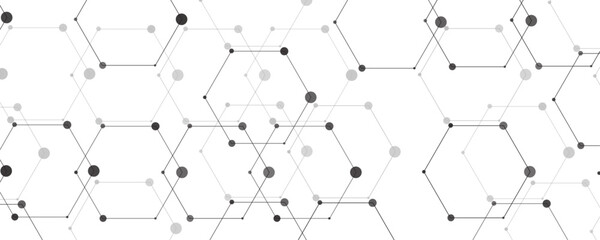 Abstract geometric background with connect hexagons vector design. Abstract cube hexagon shape background. Hexagonal molecular structure abstract tech network pattern. Scientific concept Connected art