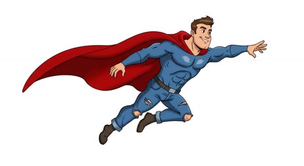 Fototapeta premium Cartoon superhero flying action illustration