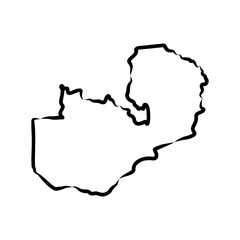 Zambia Map. Zambian Country Map. Black and White