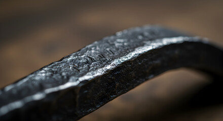 Detailed Macro Shot Of A Hand Forged Metal Bar With Rough Texture