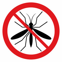 No Mosquitoes Allowed Red Circle Sign Vector Illustration Isolated