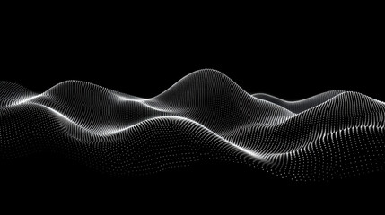 Abstract digital wave of particles flows across a dark background, symbolizing futuristic technology, data movement, AI intelligence, and the interconnected fabric of modern communication systems.

