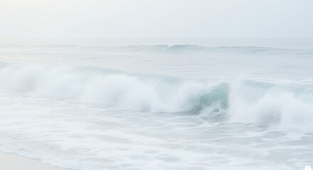 Fototapeta premium Soft ocean waves misty seascape peaceful nature background