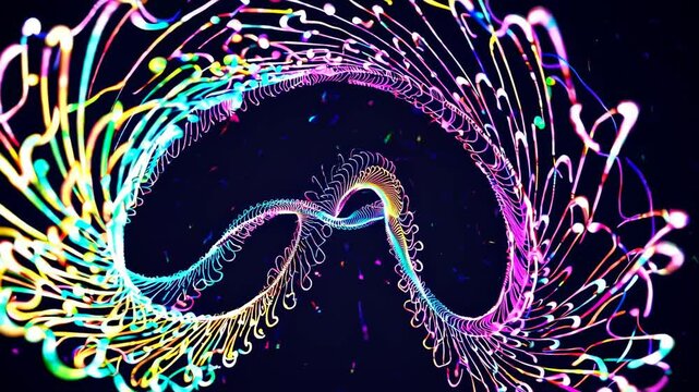 Particle trails that move harmoniously and have a 360 degree curly shape