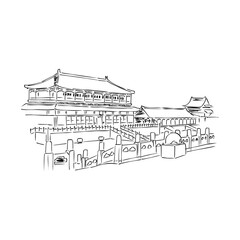 Palace complex in Forbidden city in central Beijing, landmark of China.