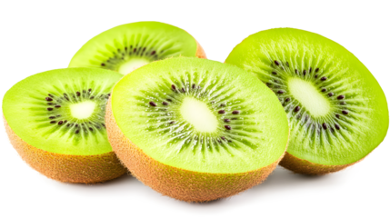 Four slices of green kiwi fruit