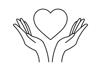 Obraz premium Hand Heart Line Icon Outline