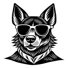 Cool Dog Head Silhouette with Sunglasses Vector – Stylish Pet Icon Illustration, Cool Dog Vector, Dog with Shades, Pet Silhouette Art



