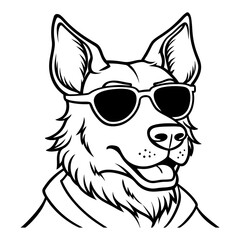 Cool Dog Head Line Art with Sunglasses – Minimal Silhouette Vector Illustration, Dog Line Art, Pet with Sunglasses, Cool Dog Drawing



