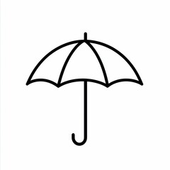 small icon not big, a simple black and white, line drawn icon of a (umbrella), connecting line, clean line