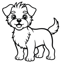 Cute Cartoon Style Dog Line Art Vector Illustration with Playful Expression and Clean Lines on White Background, Cartoon Dog Lineart, Puppy Vector Art, Playful Pet Drawing
