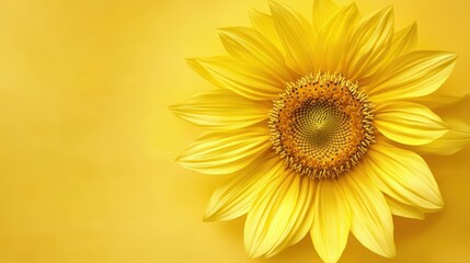 Obraz premium Vibrant sunflower blossom on a sunny yellow backdrop, burst of summer color sunflower