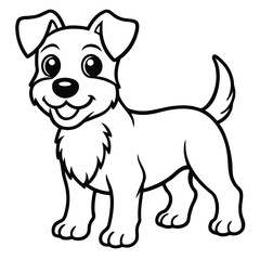 Cute Cartoon Style Dog Line Art Vector Illustration with Playful Expression and Clean Lines on White Background, Cartoon Dog Lineart, Puppy Vector Art, Playful Pet Drawing

