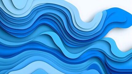 Obraz premium Abstract Blue Wave Paper Cut Design Background