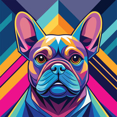 Modern Vector Pop Art of French Bulldog with Bold Colors and Abstract Background, French Bulldog Art, Pop Art Dog, Colorful Dog Vector
