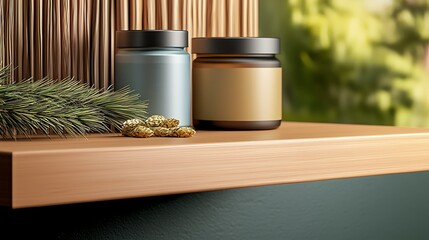 Healthy food product containers wooden surface