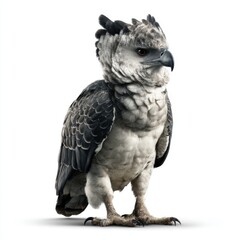 Fototapeta premium Powerful harpy eagle standing isolated on white background