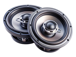 Pair of High Fidelity Car Audio Speakers on a White Background