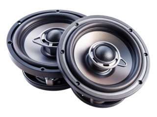 Pair of High Fidelity Car Audio Speakers on a White Background