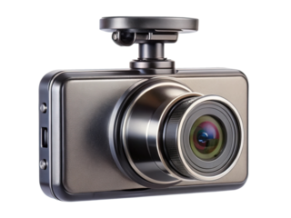 Close up shot showcasing a modern and sleek grey dash camera