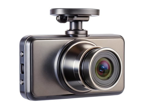 Close up shot showcasing a modern and sleek grey dash camera