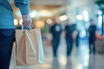 Fototapeta premium Shopping bag on conveyor belt