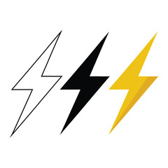 Lightning bolt symbols in outline solid black and yellow on white background