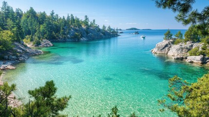 Fototapeta premium Exploring the emerald waters of lake superior's northern shores in ontario, canada