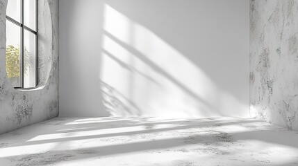 Sunlit Minimalist Room with Oval Window and Textured Walls