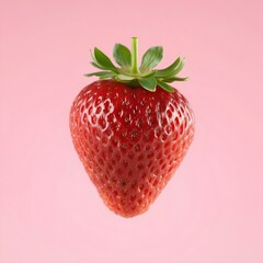 Ripe juicy strawberry on pink background