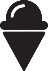 Simple Black Ice Cream Cone Icon Isolated On White Background