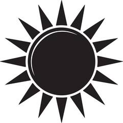 Simple Sun Icon Graphic In Black And White Summer Sunny Day