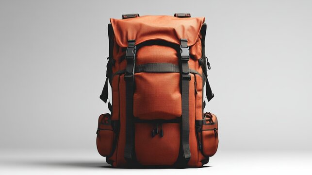 Adventure-ready hiking backpack with reinforced straps, top-loading design, and multiple storage options, isolate on white background