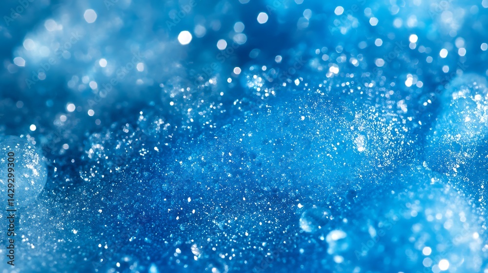 Poster abstract turquoise glitter background with bokeh effects and sparkling texture