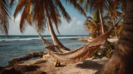Fototapeta premium Tropical beach hammock scene (1)