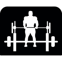 silhouette of a bodybuilder lifting a barbell, symbolizing physical power and strength with a clean design and dynamic composition