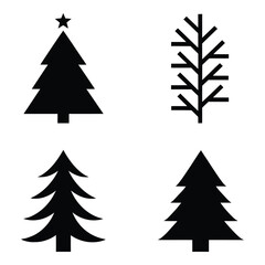 Obraz premium christmas tree set bundle silhouette