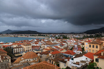 Obraz premium Nafplio Old Town Under Stormy Skies. Greece