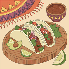 vector illustration of traditional mexican dish