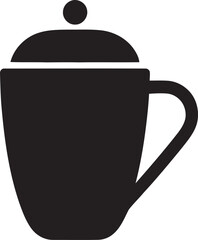 A vector silhouette of a teapot and cup with a white background, teapot and cup icon