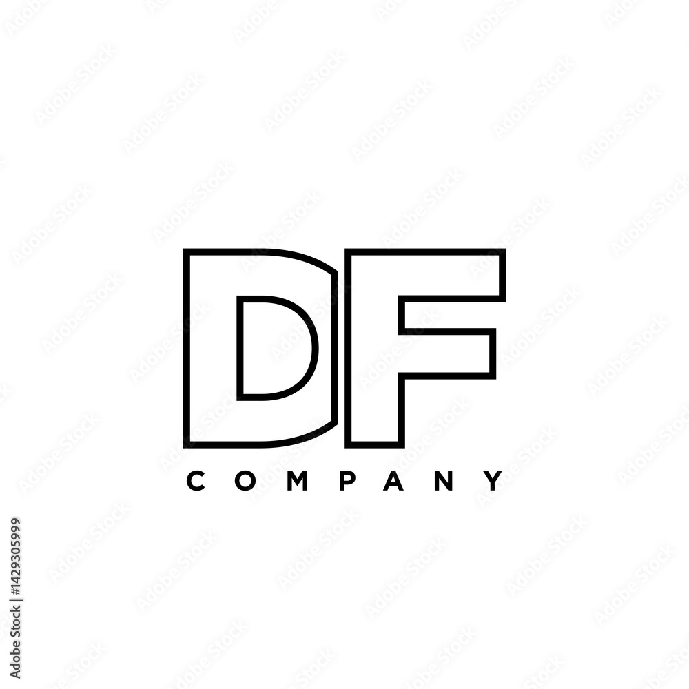Fototapete letter d and f, df logo design template. minimal monogram initial based logotype.