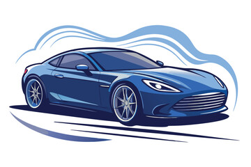 a fast and powerful sports car in motion, showcasing sleek lines, elegance, and modern engineering aesthetics