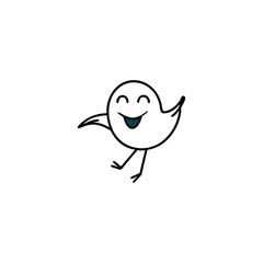 Musical bird flying with happy smiley face vector illustration
